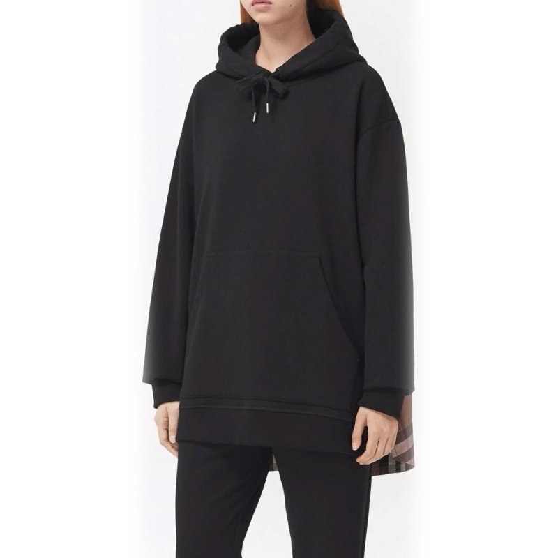 Burberry Oversized Check Panel Hoodie For Women in Black - 8044990-BLACK ( Size: S )-3