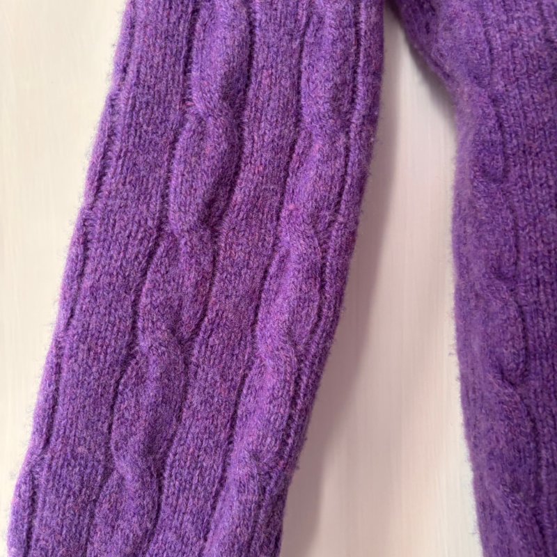 ::POLO RALPH LAUREN::  鵝黃拚色刺繡 紫色麻花毛料上衣 S號-16