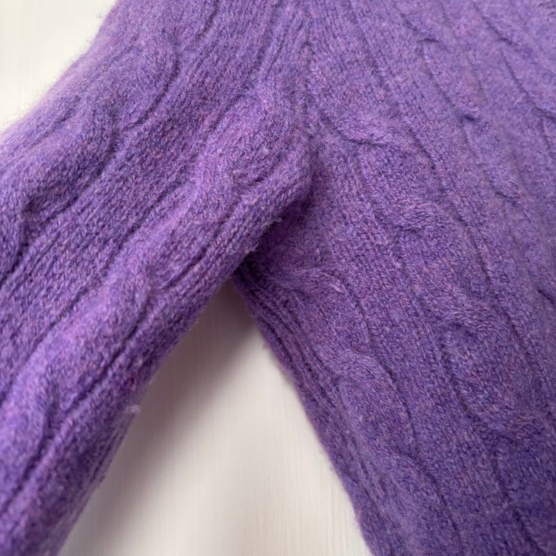 ::POLO RALPH LAUREN::  鵝黃拚色刺繡 紫色麻花毛料上衣 S號-17