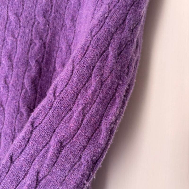 ::POLO RALPH LAUREN::  鵝黃拚色刺繡 紫色麻花毛料上衣 S號-21