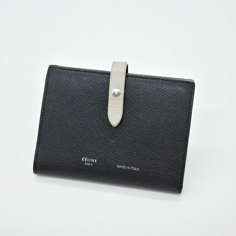 Celine 思琳 Strap Wallet 黑色 牛皮 中夾 長夾