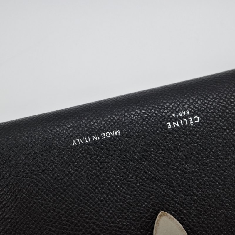 Celine 思琳 Strap Wallet 黑色 牛皮 中夾 長夾-5