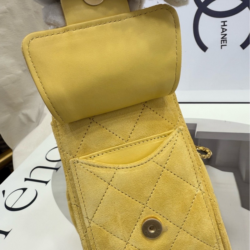 Chanel 25bag mini 黃麂皮 全新-1