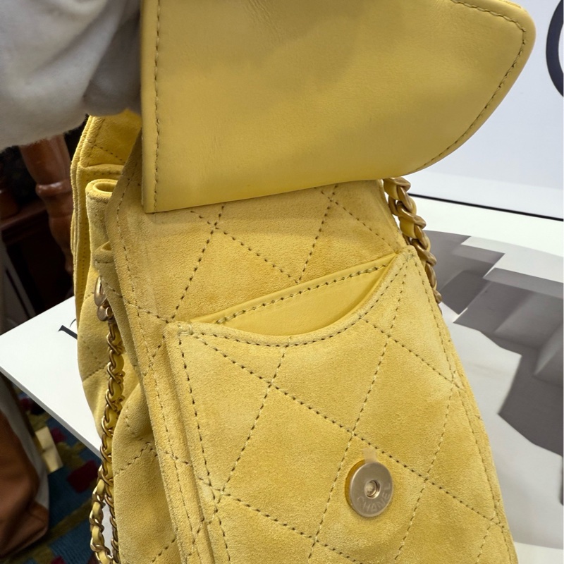 Chanel 25bag mini 黃麂皮 全新-7