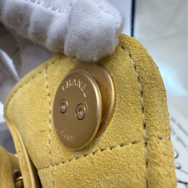 Chanel 25bag mini 黃麂皮 全新-9