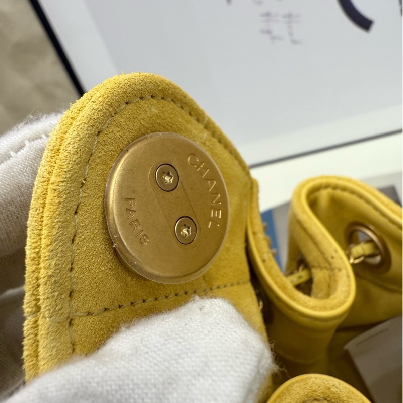 Chanel 25bag mini 黃麂皮 全新-10
