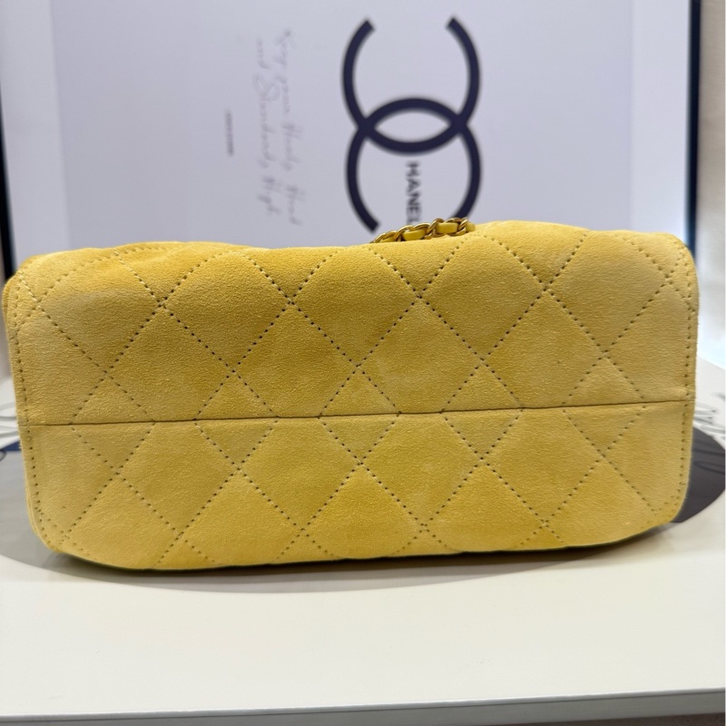 Chanel 25bag mini 黃麂皮 全新-12
