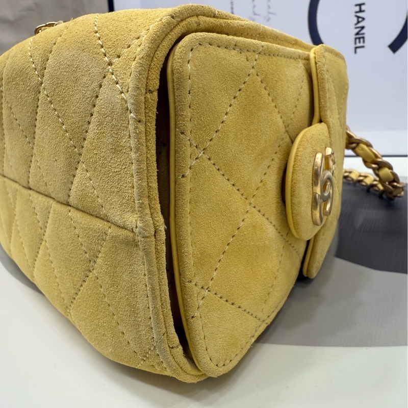 Chanel 25bag mini 黃麂皮 全新-13
