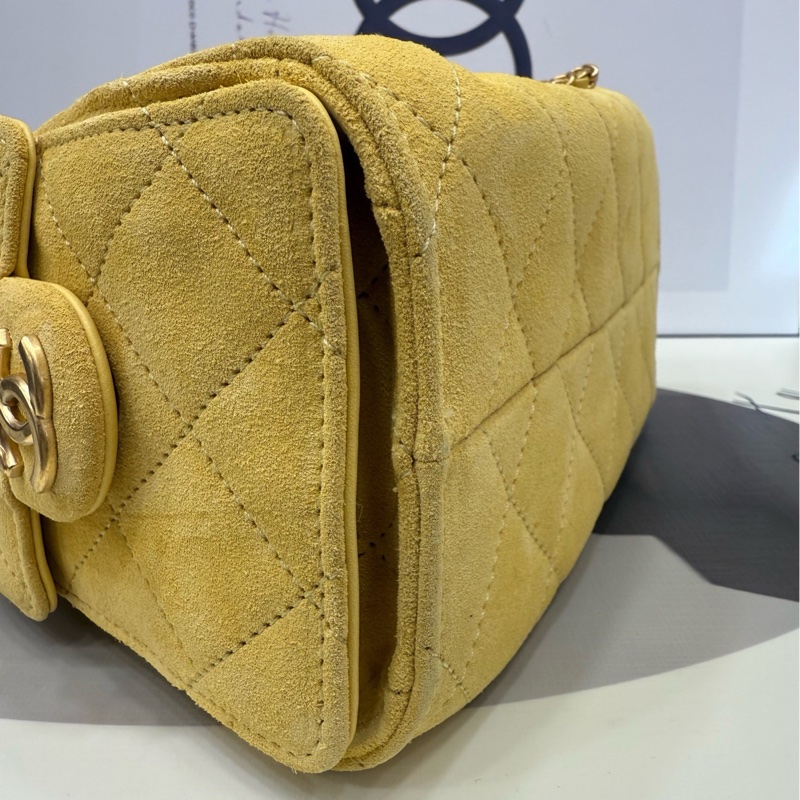Chanel 25bag mini 黃麂皮 全新-14