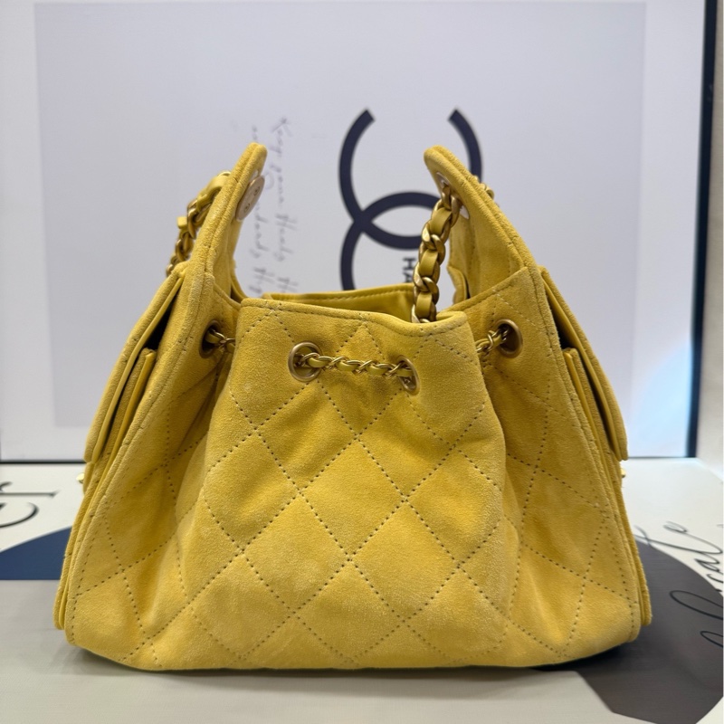 Chanel 25bag mini 黃麂皮 全新-18