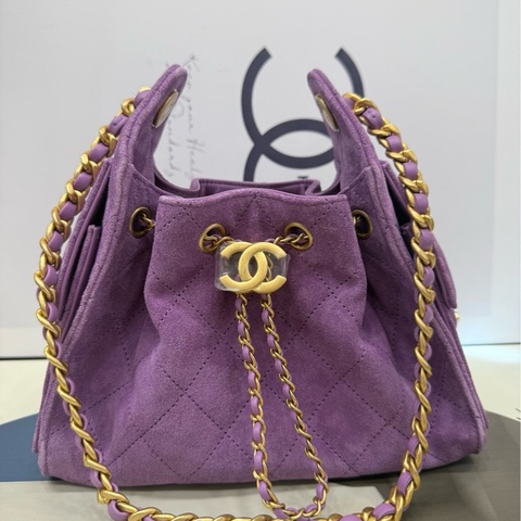 Chanel 25bag mini紫色麂皮 全膜 全新