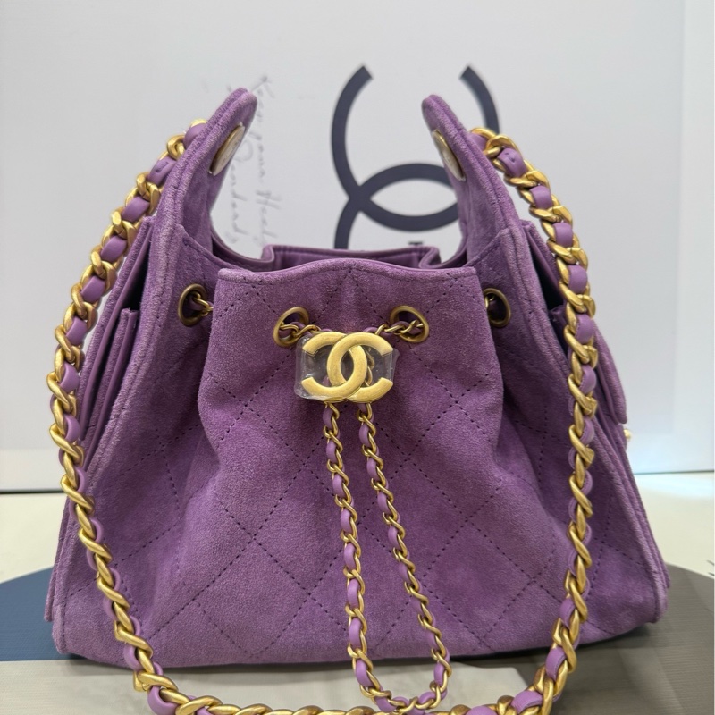 Chanel 25bag mini紫色麂皮 全膜 全新-0