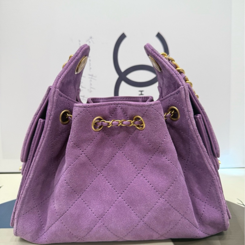 Chanel 25bag mini紫色麂皮 全膜 全新-1