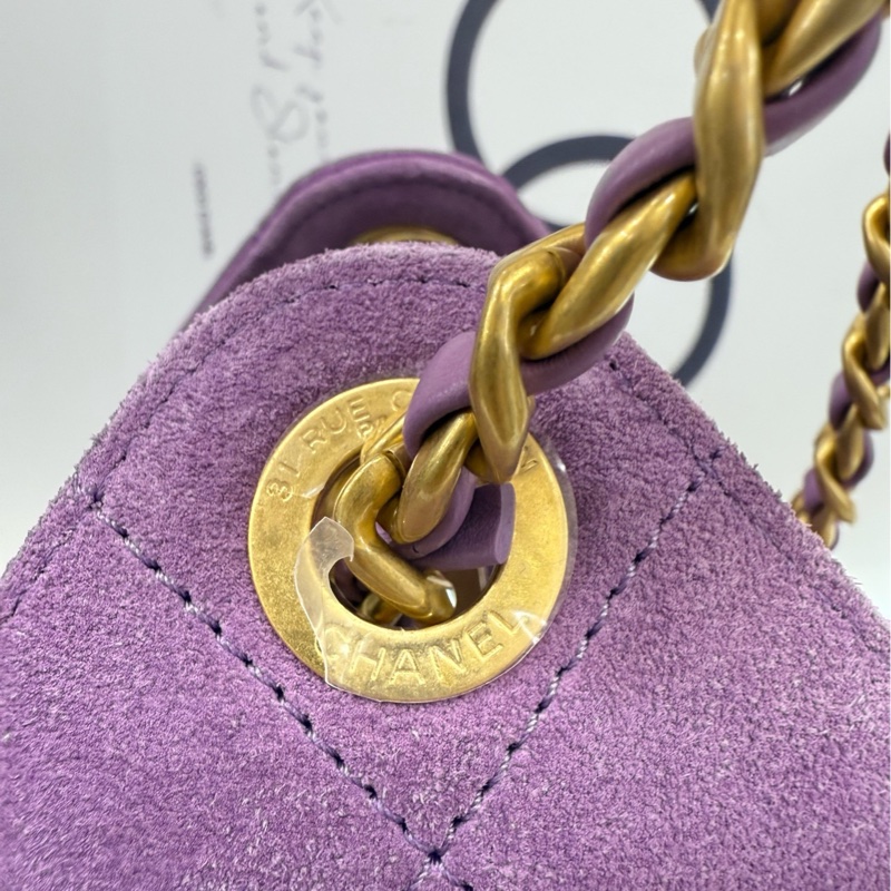 Chanel 25bag mini紫色麂皮 全膜 全新-2