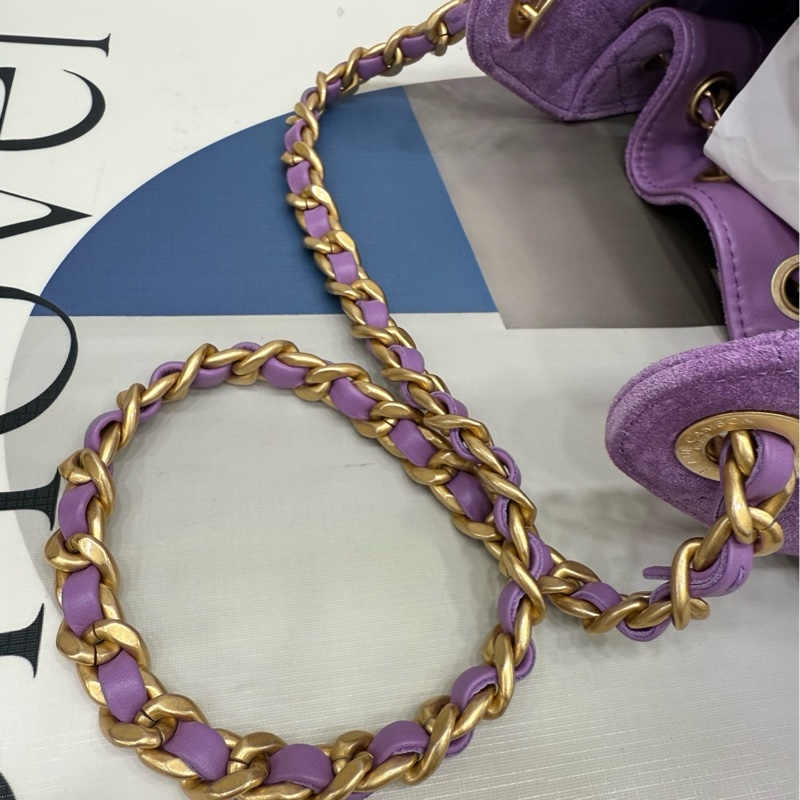 Chanel 25bag mini紫色麂皮 全膜 全新-6