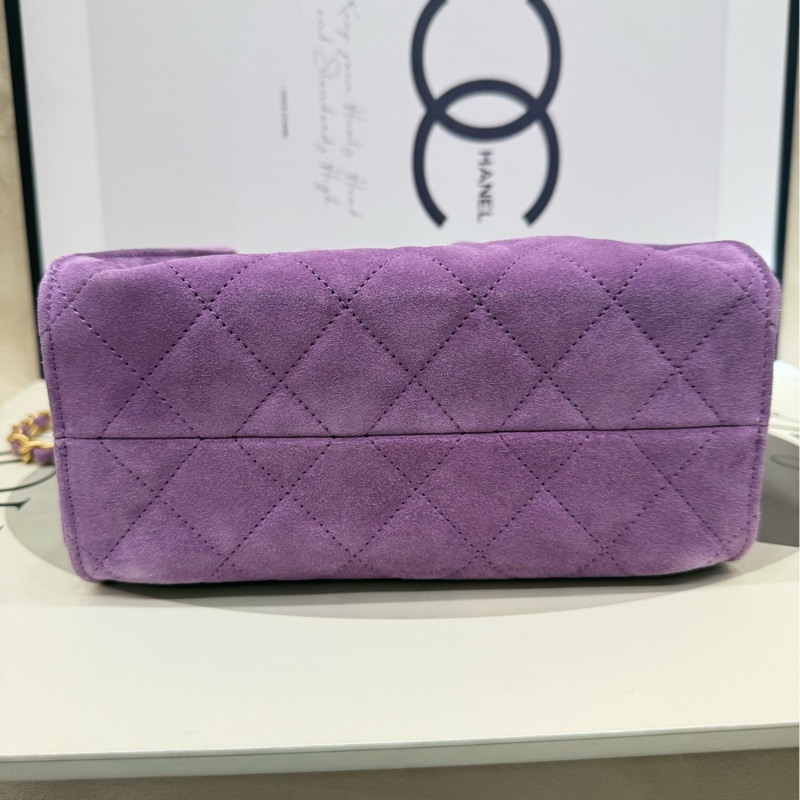 Chanel 25bag mini紫色麂皮 全膜 全新-7