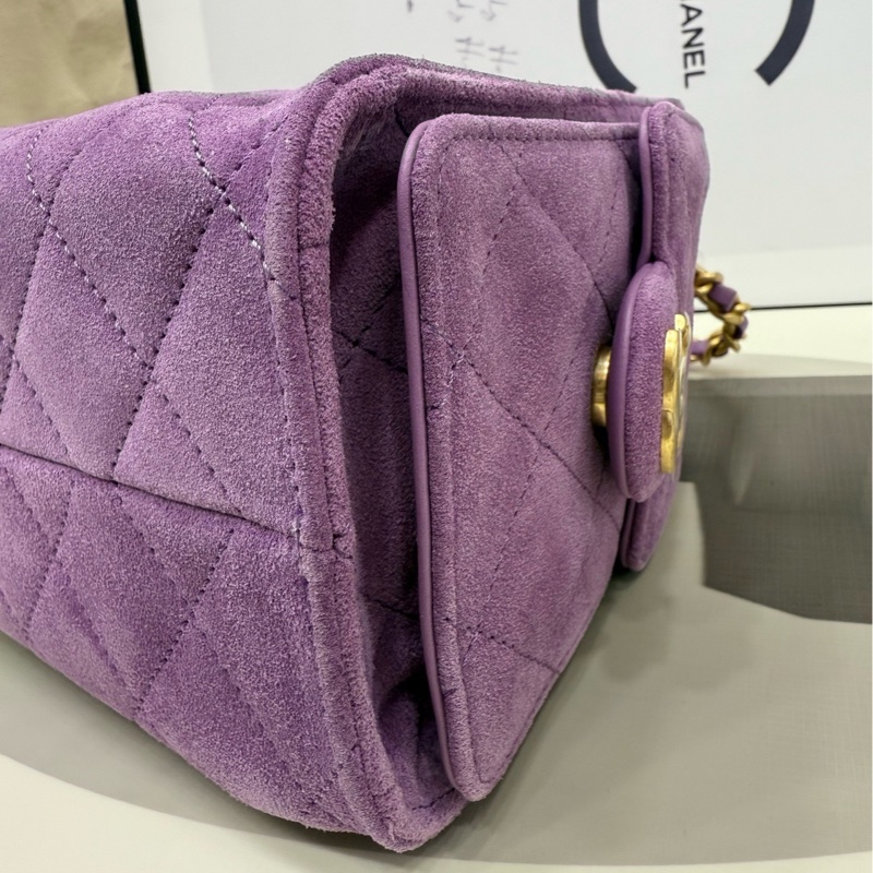 Chanel 25bag mini紫色麂皮 全膜 全新-8