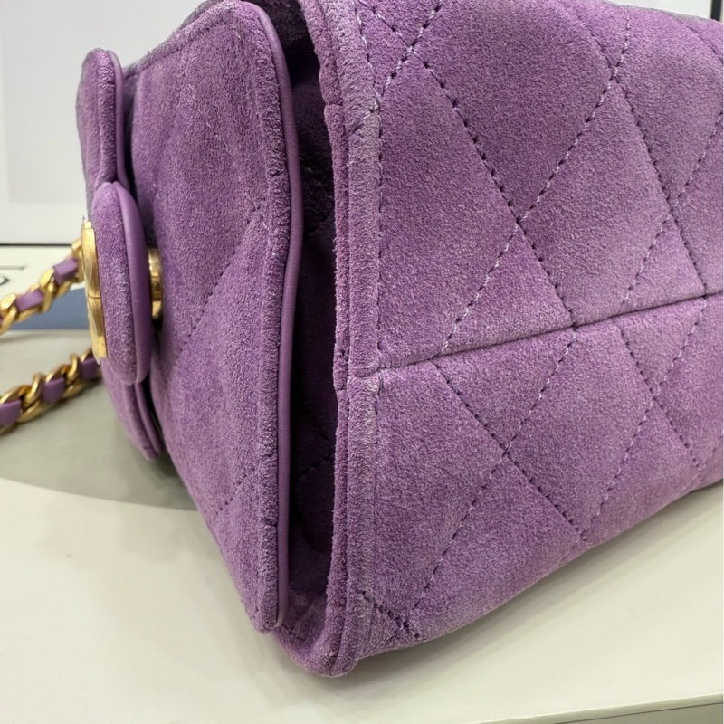 Chanel 25bag mini紫色麂皮 全膜 全新-9