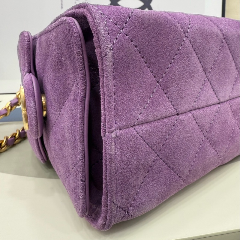 Chanel 25bag mini紫色麂皮 全膜 全新-10