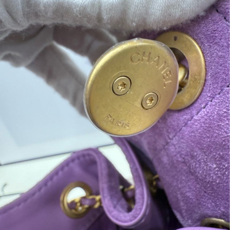 Chanel 25bag mini紫色麂皮 全膜 全新-11