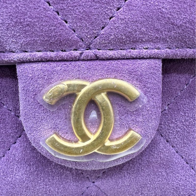 Chanel 25bag mini紫色麂皮 全膜 全新-14