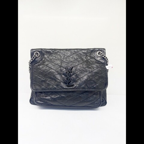 YSL Niki大號 鏈條包黑色油蠟牛皮肩背包