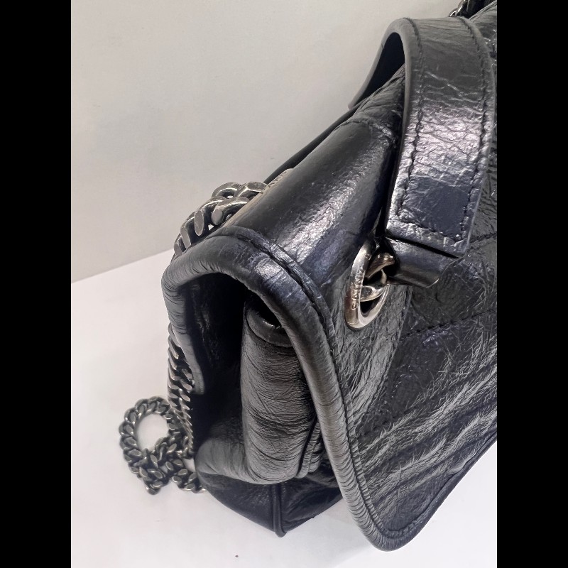 YSL Niki大號 鏈條包黑色油蠟牛皮肩背包-6