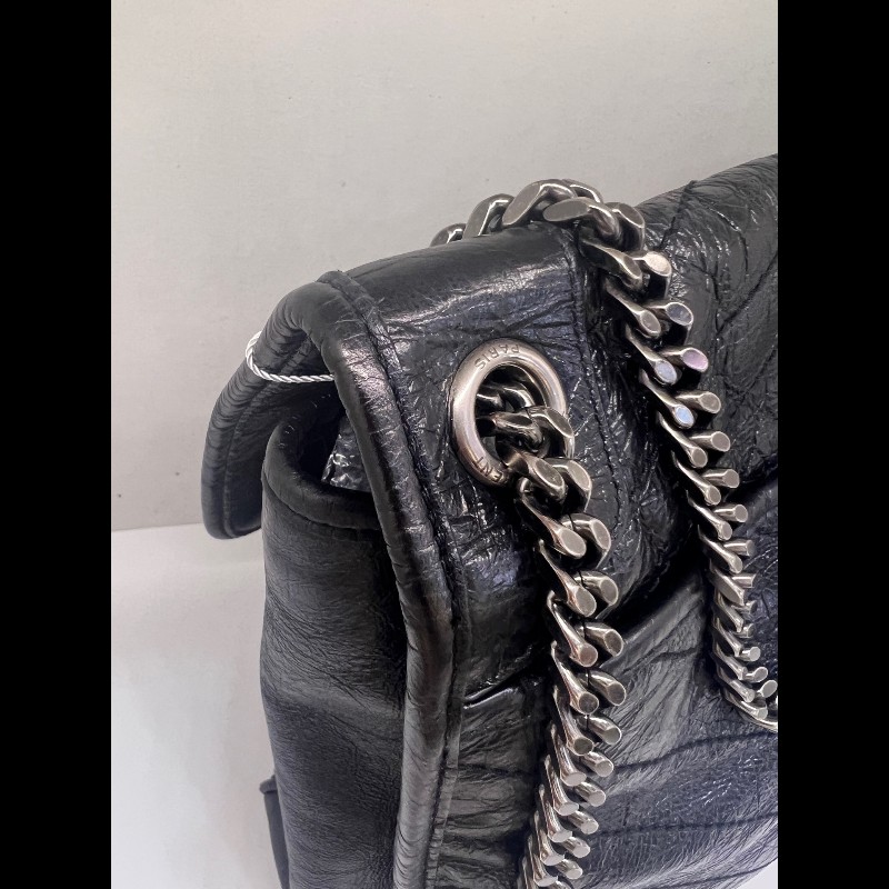 YSL Niki大號 鏈條包黑色油蠟牛皮肩背包-8