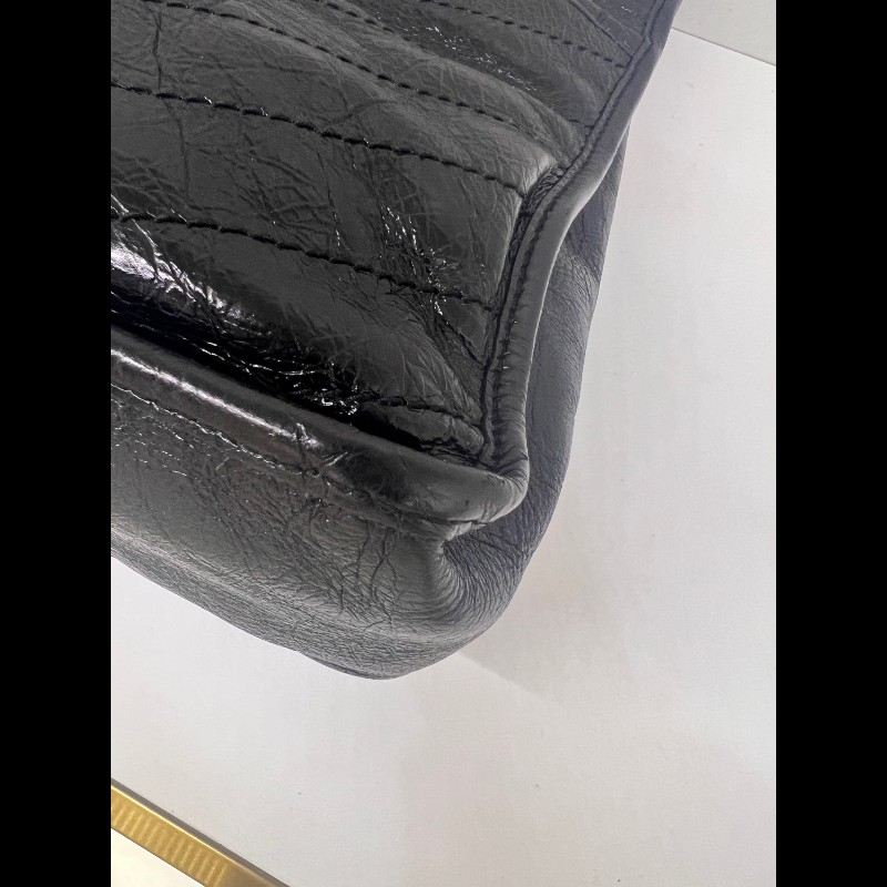 YSL Niki大號 鏈條包黑色油蠟牛皮肩背包-10