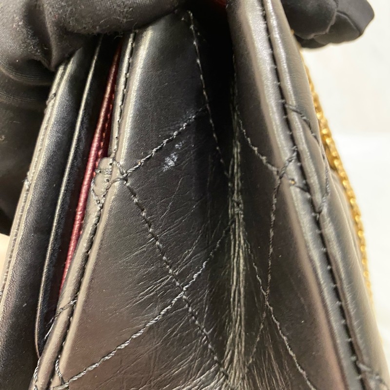 Chanel 2.55黑金經典款皺褶復古牛皮 肩背包-15