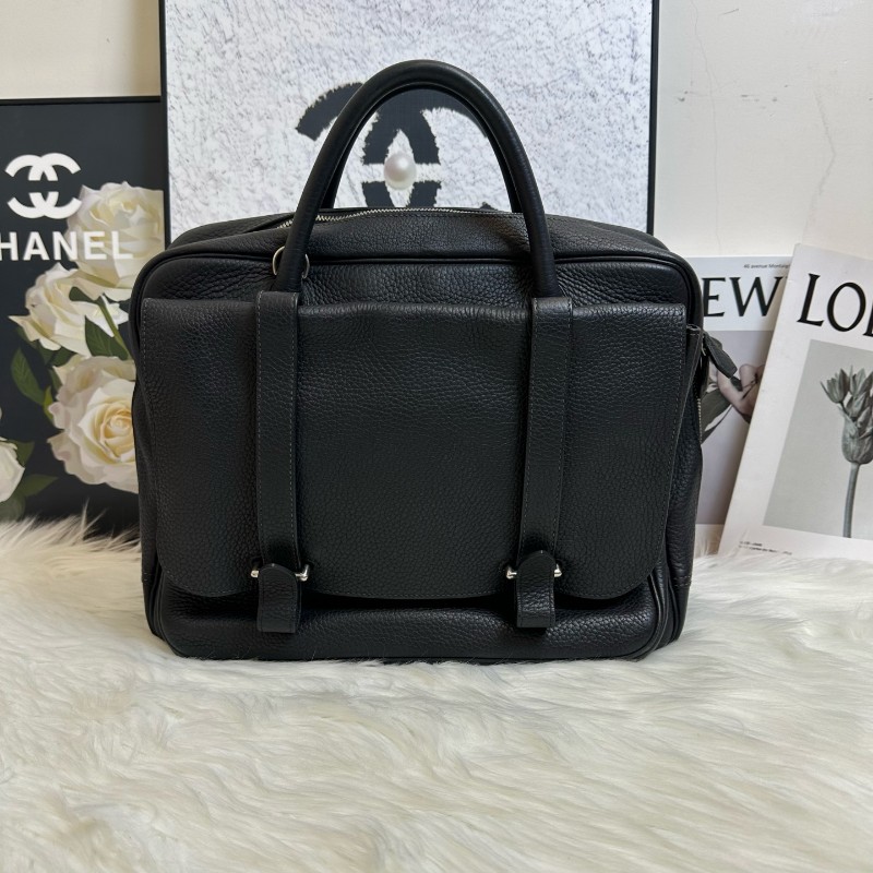 Hermes 黑色 Steve Besace系列 Steve 牛皮郵差包 電腦公事包-0