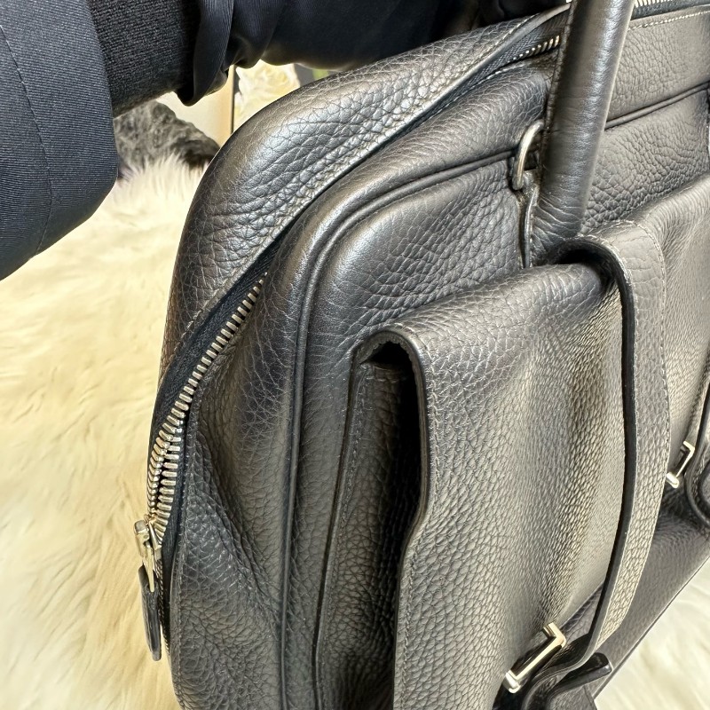 Hermes 黑色 Steve Besace系列 Steve 牛皮郵差包 電腦公事包-8