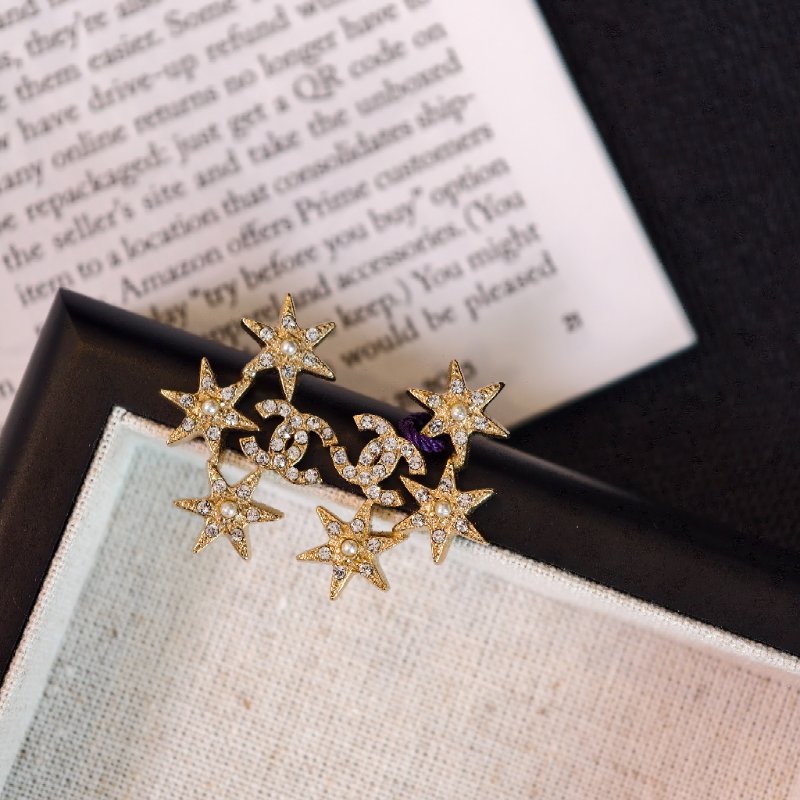 Chanel香奈兒雙c帶鑽耳釘-4