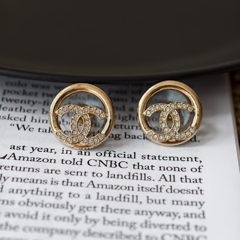 chanel香奈儿 双c带钻圆圈耳钉 A22C-0