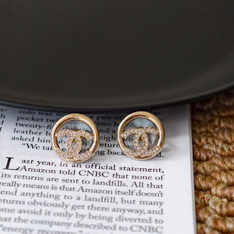 chanel香奈儿 双c带钻圆圈耳钉 A22C-1