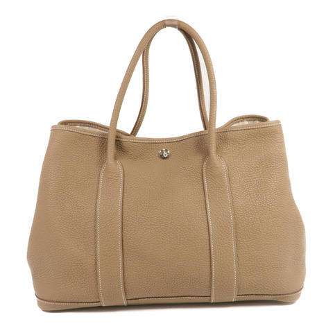 HERMES Negonda皮革Garden Party PM銀扣手挽袋Etoupe