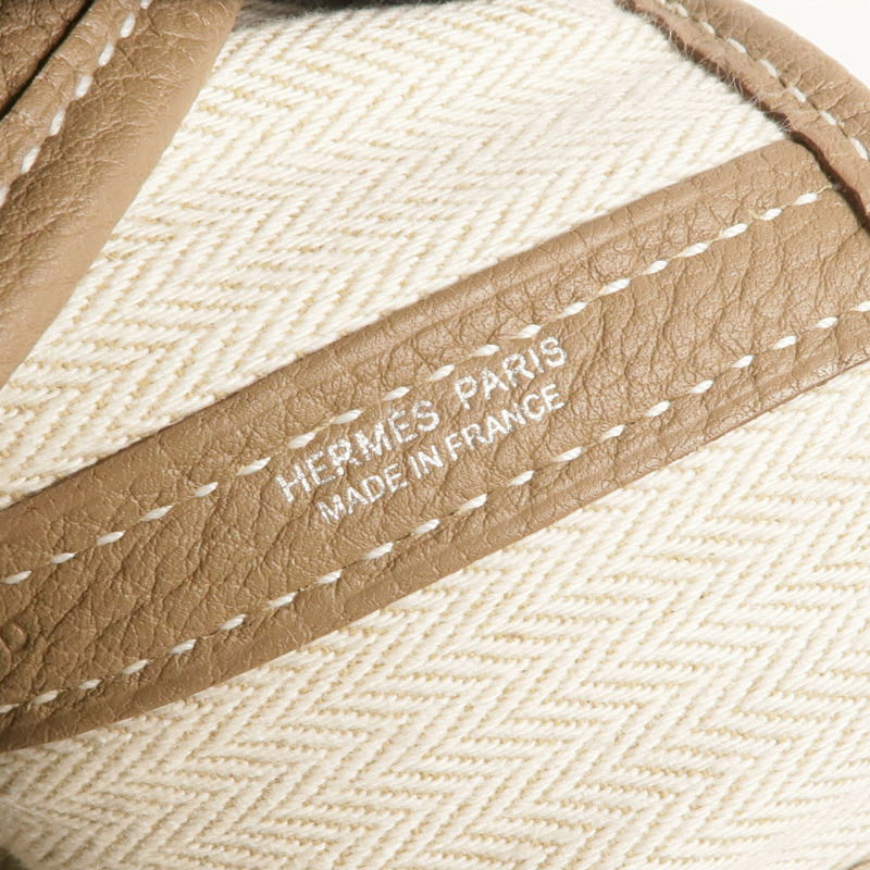 HERMES Negonda皮革Garden Party PM銀扣手挽袋Etoupe-5