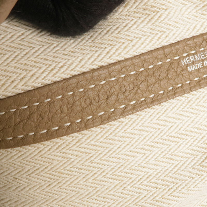 HERMES Negonda皮革Garden Party PM銀扣手挽袋Etoupe-6