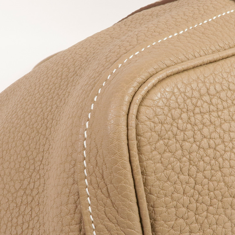 HERMES Negonda皮革Garden Party PM銀扣手挽袋Etoupe-10