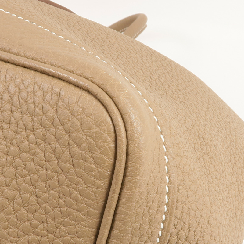 HERMES Negonda皮革Garden Party PM銀扣手挽袋Etoupe-11