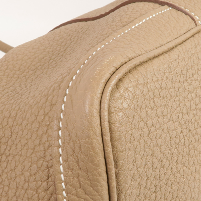 HERMES Negonda皮革Garden Party PM銀扣手挽袋Etoupe-12