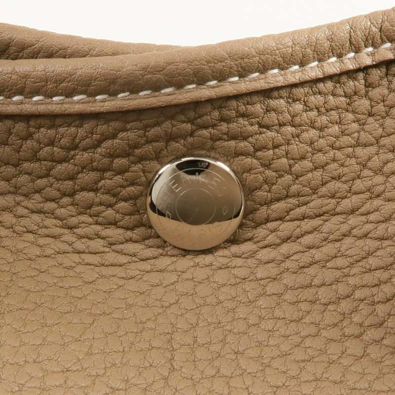 HERMES Negonda皮革Garden Party PM銀扣手挽袋Etoupe-13