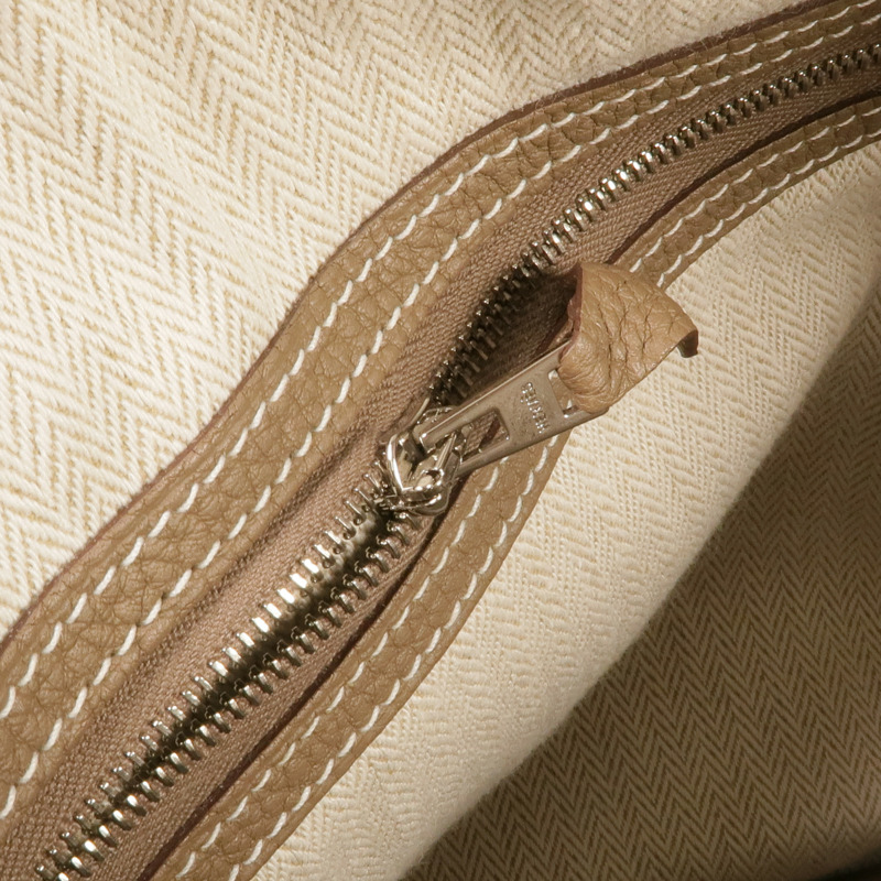 HERMES Negonda皮革Garden Party PM銀扣手挽袋Etoupe-14