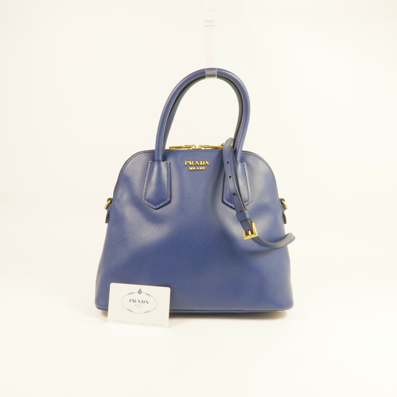 PRADA Saffiano皮革Saffiano Lux Dome Bag金扣手挽肩背兩用袋-9