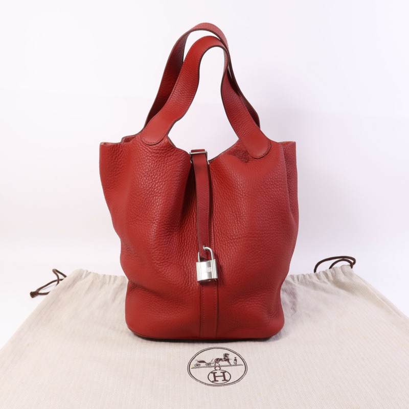 HERMES Clemence皮革Picotin GM銀扣手挽袋-8