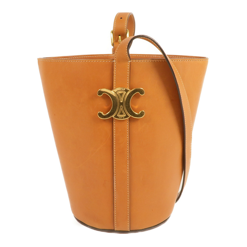 CELINE 牛皮皮革Bucket Triomphe金扣肩背袋-0