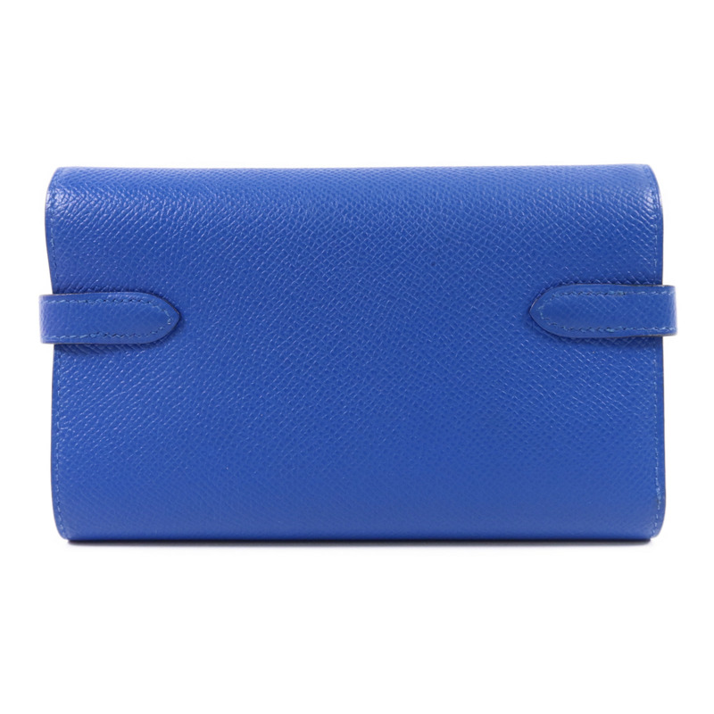 HERMES Epsom皮革Kelly Short Wallet金扣錢包Blue Zanzibar-1