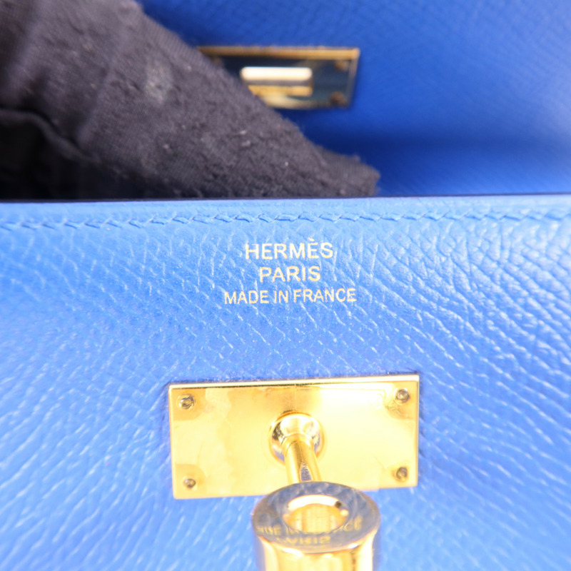 HERMES Epsom皮革Kelly Short Wallet金扣錢包Blue Zanzibar-6