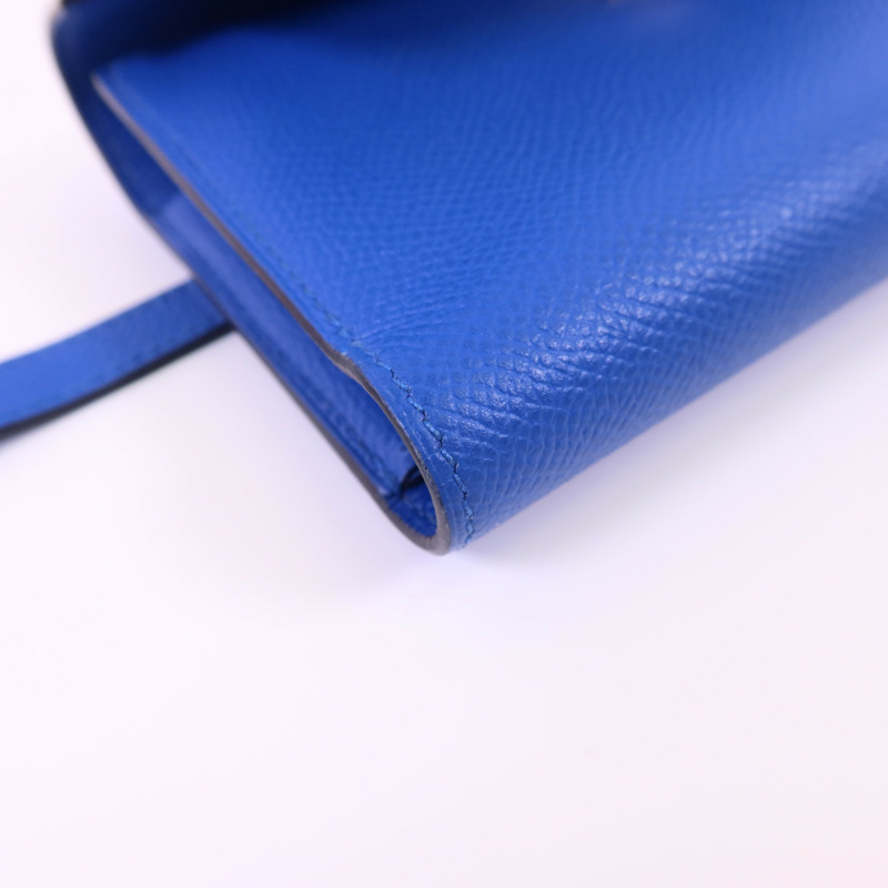 HERMES Epsom皮革Kelly Short Wallet金扣錢包Blue Zanzibar-15
