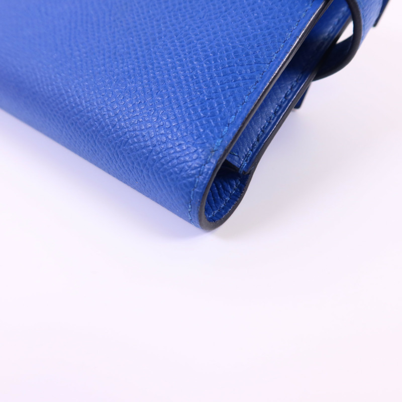 HERMES Epsom皮革Kelly Short Wallet金扣錢包Blue Zanzibar-16